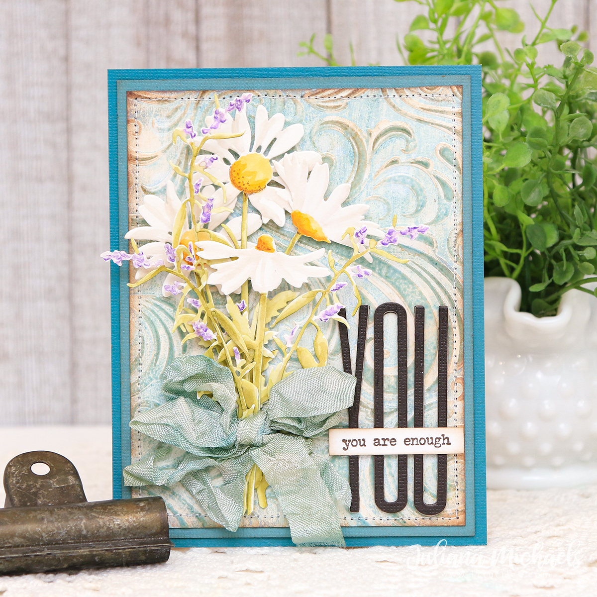 Latter Modsigelse Tæller insekter You Are Enough Card | Tim Holtz Wildflower Stems 3, Alphanumeric Stretch  Thinlits and Swirls Texture Fade - 17turtles Juliana Michaels