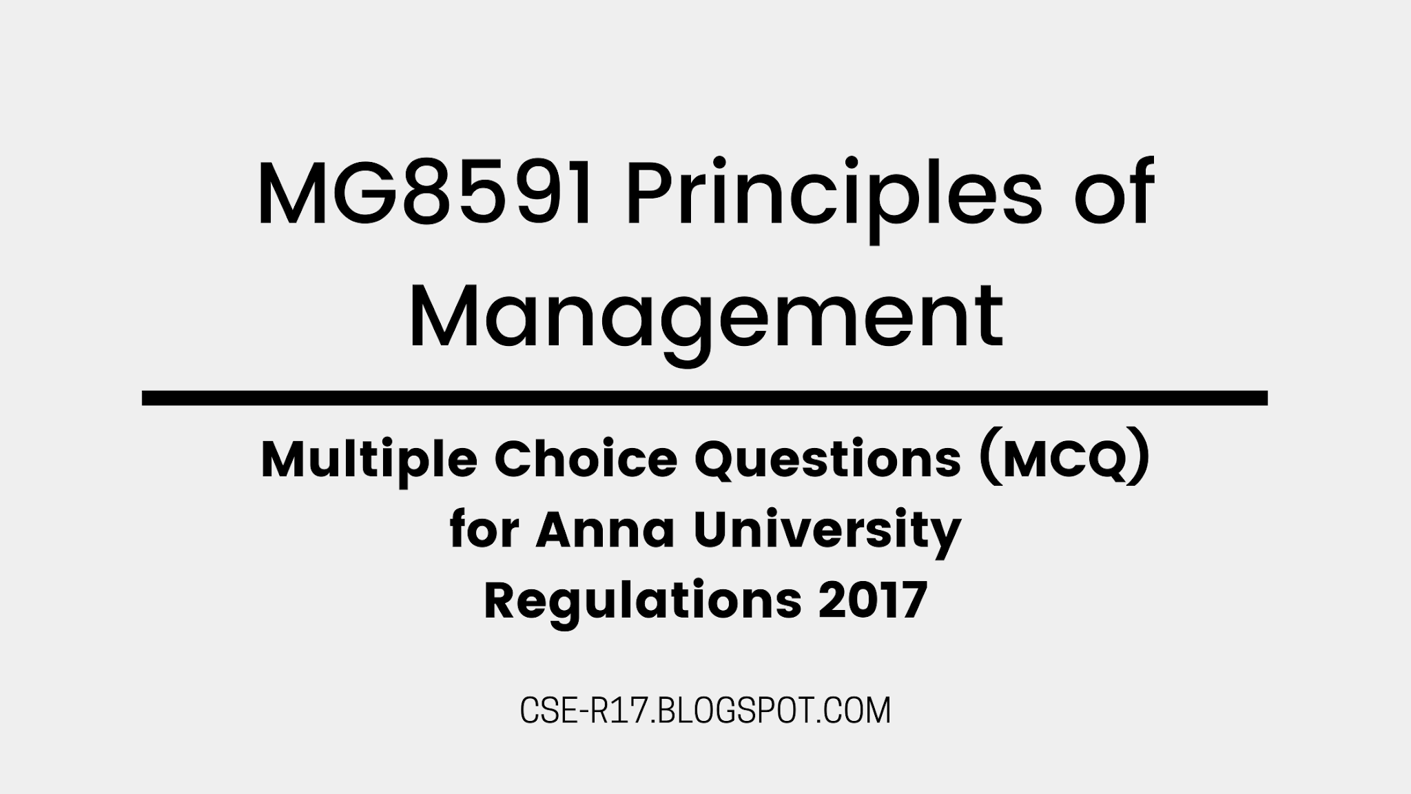 MG8591 of (POM) Choice Questions (MCQ) Anna Regulations 2017