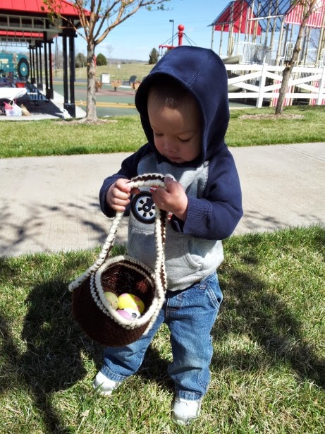 Simple brown crochet Easter egg basket 