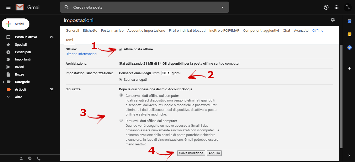Come accedere e leggere offline la posta Gmail TantiLink