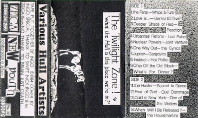Cassette sleeve of The Twilight Zone, which was a 1980s compilation tape of Hull bands