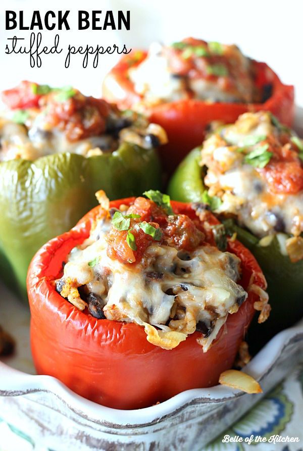 BLACK BEAN STUFFED PEPPERS #bean #vegan #diet #peppers #healthy