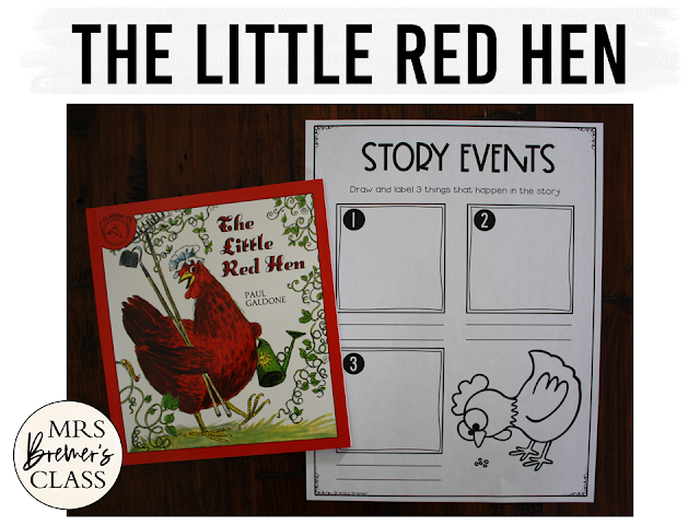 Little Red Hen book study literacy unit with Common Core aligned companion activities, class book, and craftivity Kindergarten and First Grade