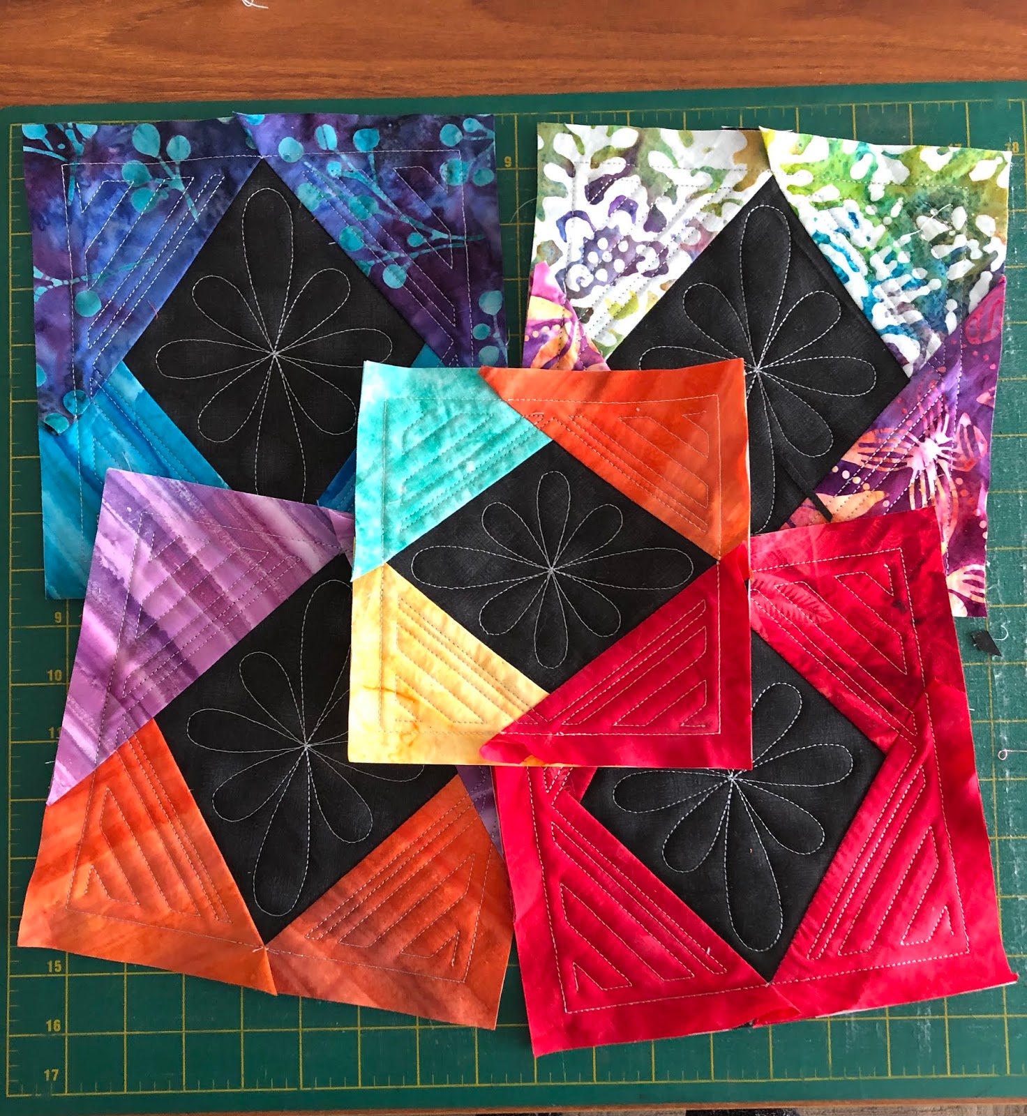 Helens patchwork passion quilt as you go machine embroideries