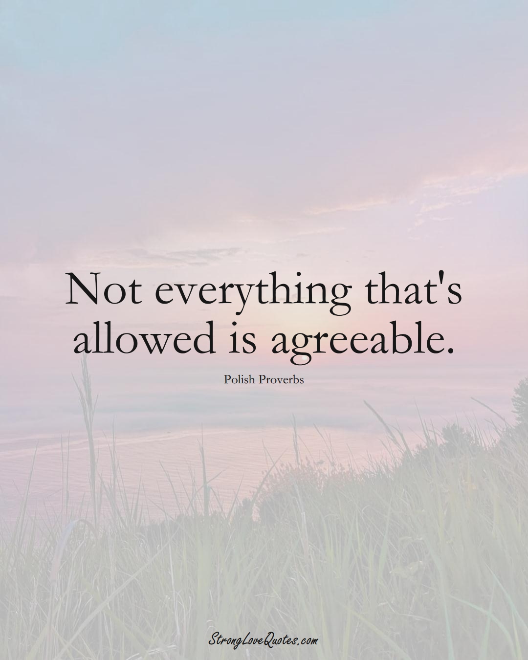 Not everything that's allowed is agreeable. (Polish Sayings);  #EuropeanSayings