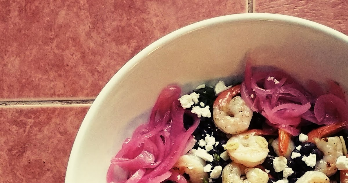 The Spice Garden Black Bean Salad with Shrimp and Pickled Onions