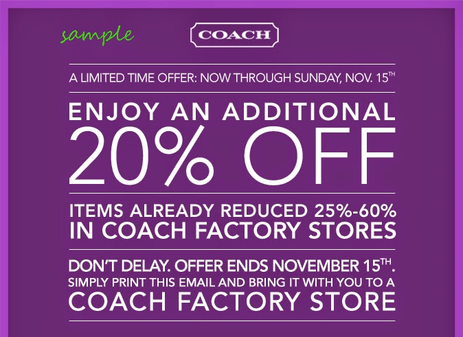 50% + 30% Off Coach Outlet Offer this is New Expired on November 23, 2014