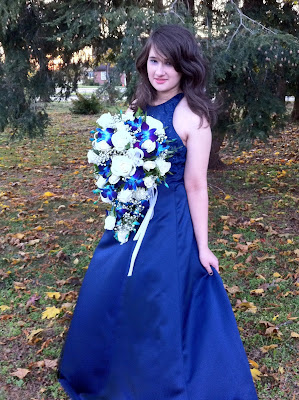 Blue orchid and white rose bridal cascade by Stein Your Florist Co.