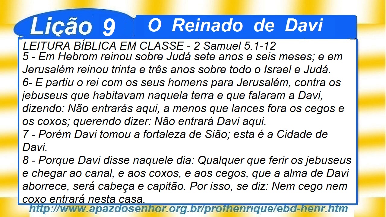 Slides Lição 9, O Reinado de