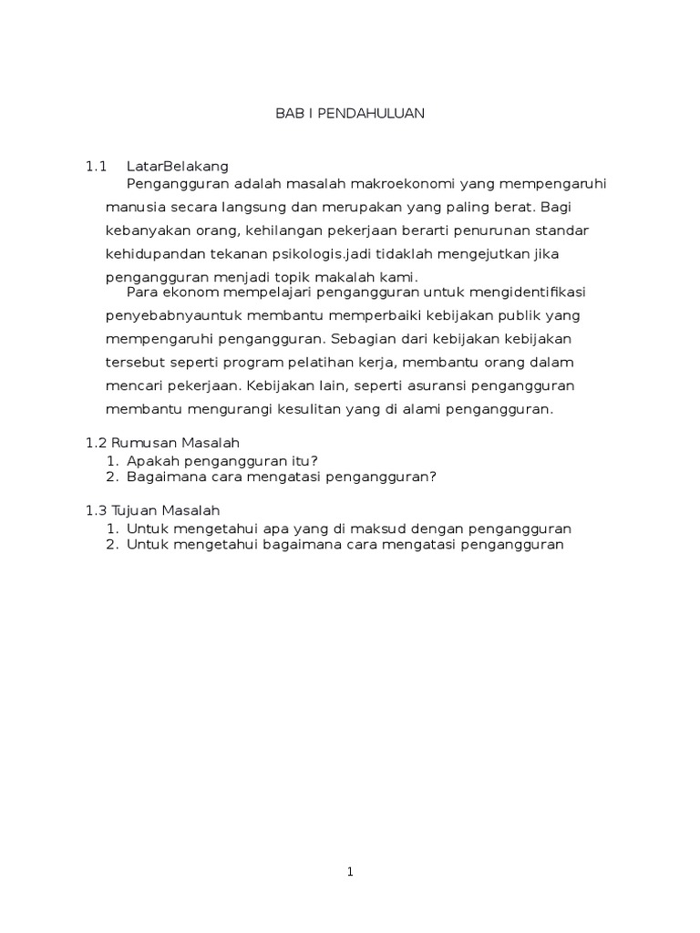 makalah pengangguran wood scribd indo