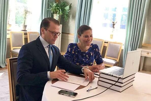 Crown Princess Victoria wore a floral print midi dress by Rodebjer. Rodebjer Zohra dress. Britt Bohlin and Minister Ann Linde