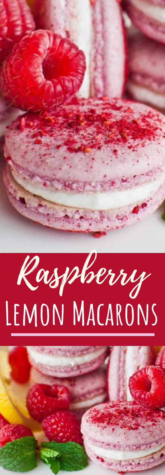 Raspberry Macarons with Lemon Buttercream #cookies #desserts