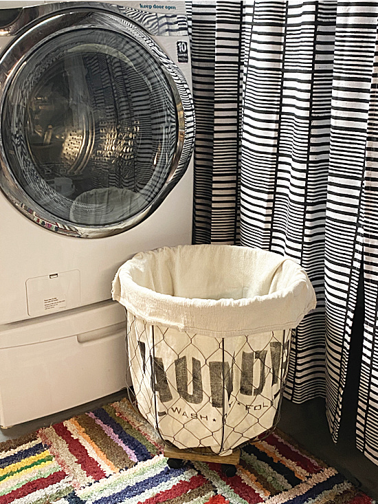 DIY Stenciled Rolling Laundry Basket