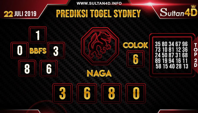 PREDIKSI TOGEL SYDNEY SULTAN4D 22 JULI 2019
