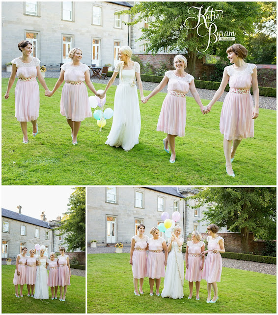 fun bridesmaids photo, eshott hall, eshott hall wedding, morpeth wedding, katie byram photography, vintage wedding