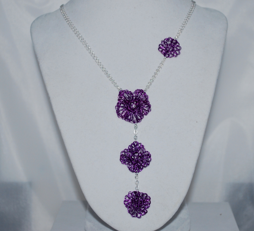 Crochet Wire Flower Necklaces