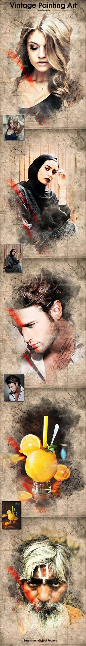 Vintage Painting Art PSD Template