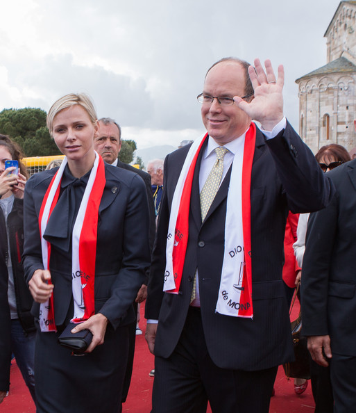 Prince Albert and Princess Charlene attend the ceremony of St Devote