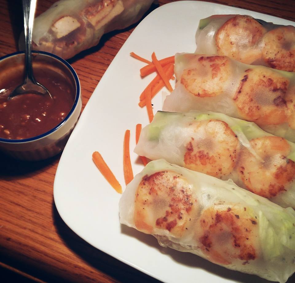 Healthy in the kitchen Cambodian Spring rolls with Spicy peanut
