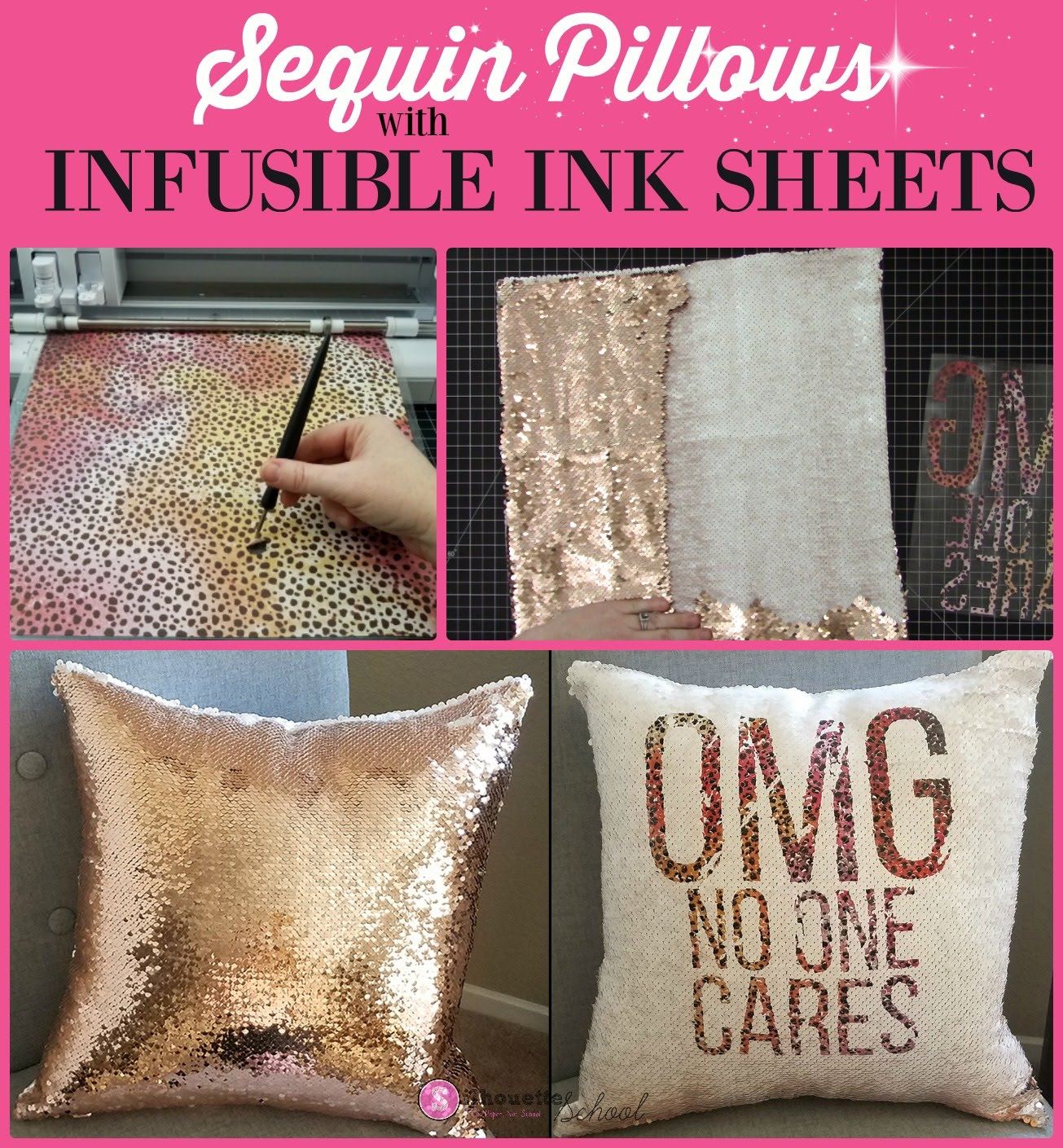 Reverse Sequin Pillow with Cricut Infusible Ink Sheets Silhouette