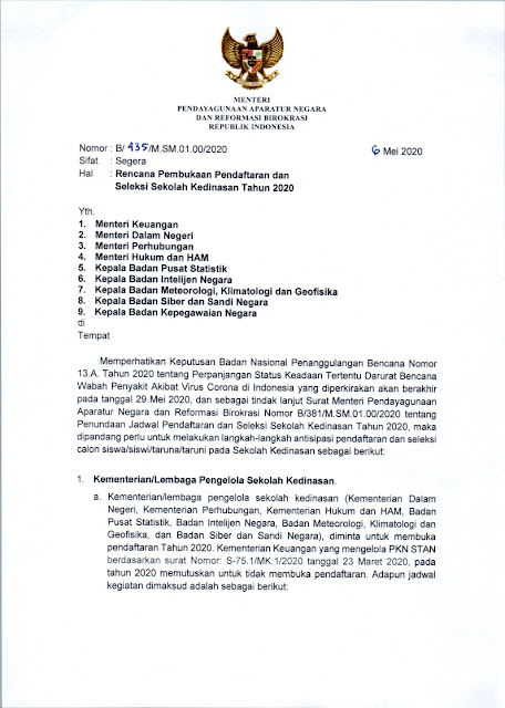 Sekolah Ikatan Dinas Dibuka Juni 2020