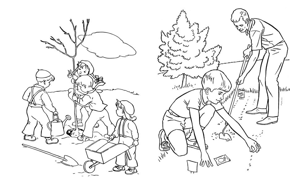 Раскраска эколята защитники природы черно белый рисунок