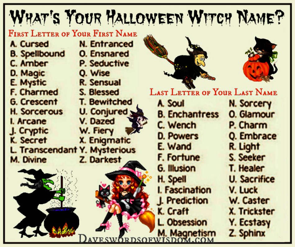 Daveswordsofwisdom.com: Find Out Your Halloween Witch Name