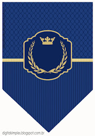 Corona de Realeza en Azul Marino: Imprimibles Gratis para Bodas. 