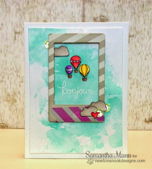 Watercolor card with Hot Air Balloons by Samantha Mann | Newton's Nook Designs | Newton Dreams of Paris Stamp Set