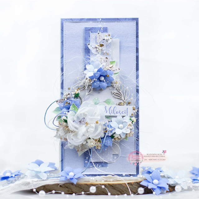 Kartka ślubna w odcieniach błękitu z kolekcji Serenity