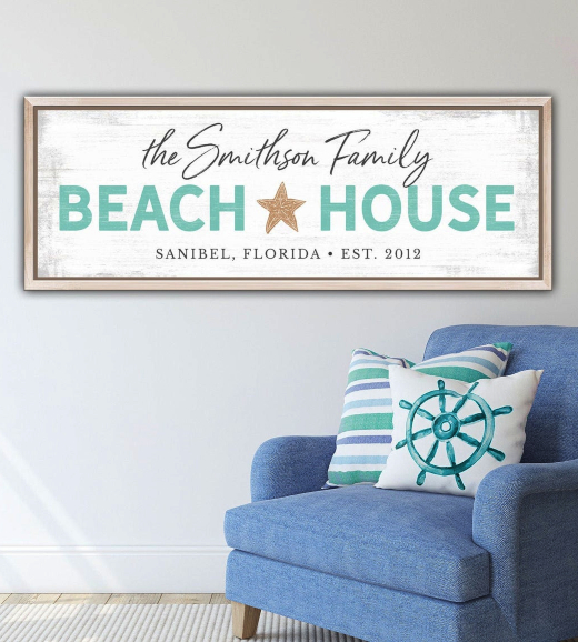 Beach House Wall Signs, Wooden Beach House Signs Personalized