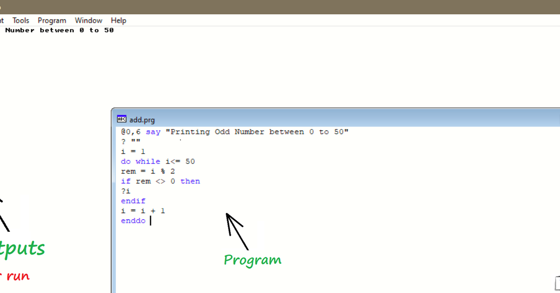 Program to print all Odd number between 0 to 50 in FoxPro