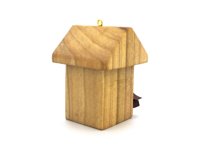 Handmade Wood Miniature Birdhouse Christmas Tree Ornament