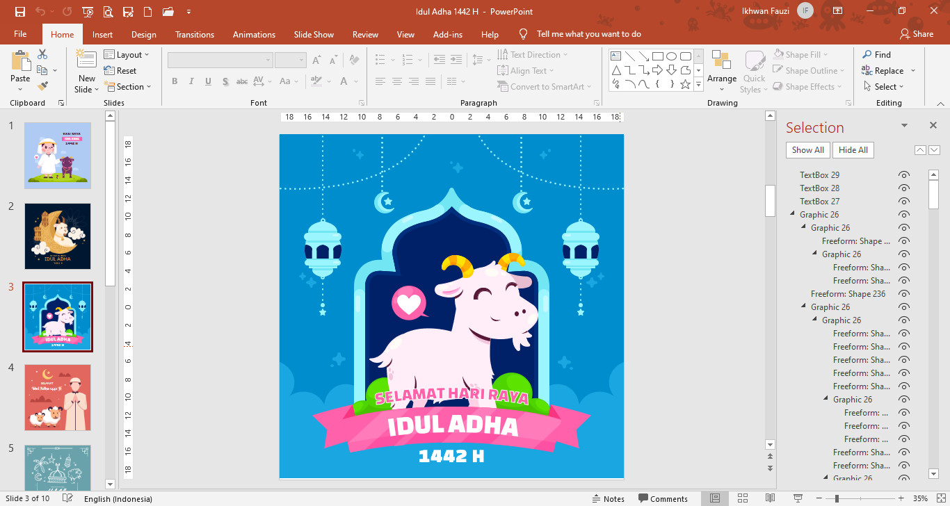 Template PowerPoint Gambar Ucapan Selamat Hari Raya Idul Adha 1442 H ...