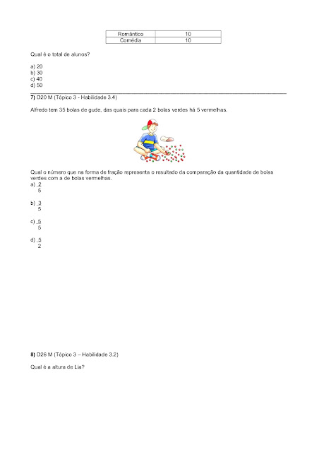 Avaliação Diagnóstica de Matemática 6 ano