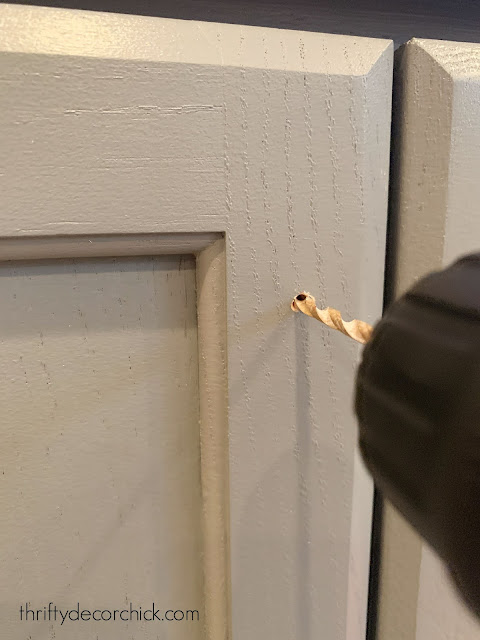 drilling hole for cabinet hardware