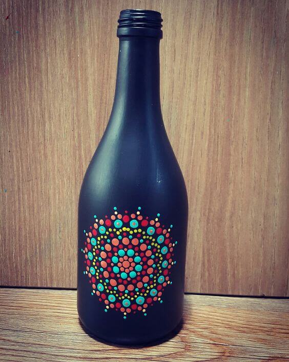 garrafa decorada simples Decoração com garrafas de vidro
