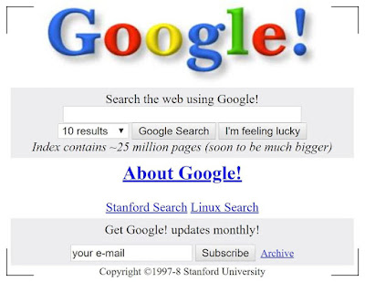 google first homepage ever.
