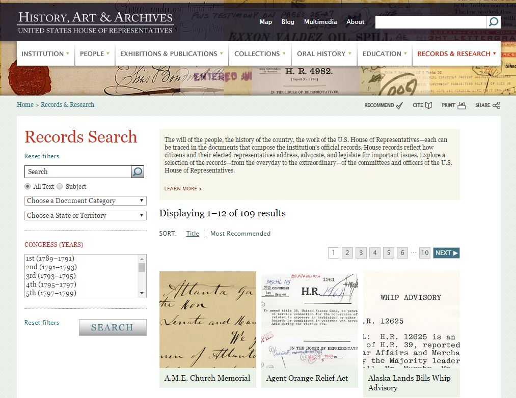 UpFront with NGS: U.S. House of Representatives Launches Records Search