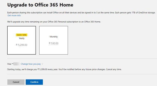 Come modificare il piano di Office 365