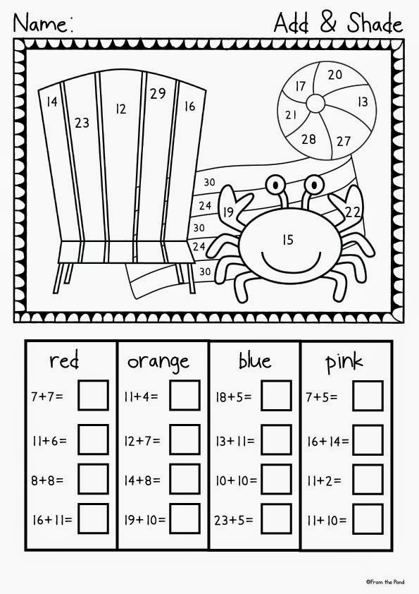 Worksheet Wednesday - Summer Number Freebie | From the Pond