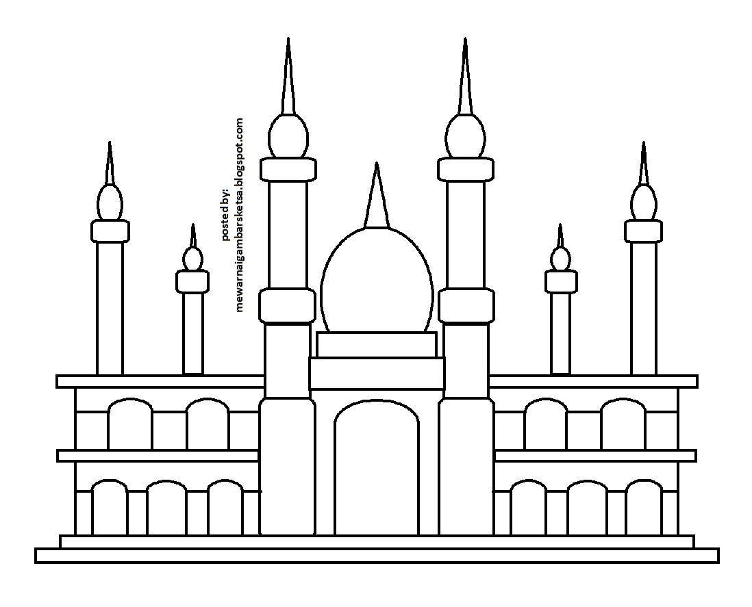 Mewarnai Gambar Mewarnai Gambar Sketsa Masjid 25
