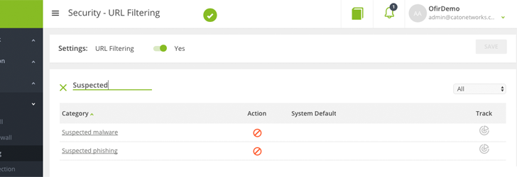 Figure 10: URL Filtering policy Figure 10: URL Filtering policy