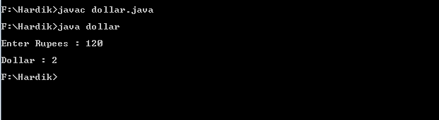 Java Program to Convert Rupees to Dollar