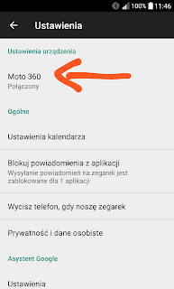 Ustawienia w aplikacji Android Wear