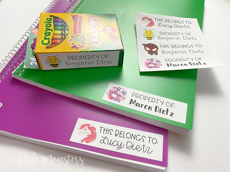 School Supply Labels for How to Use School Supplies Class