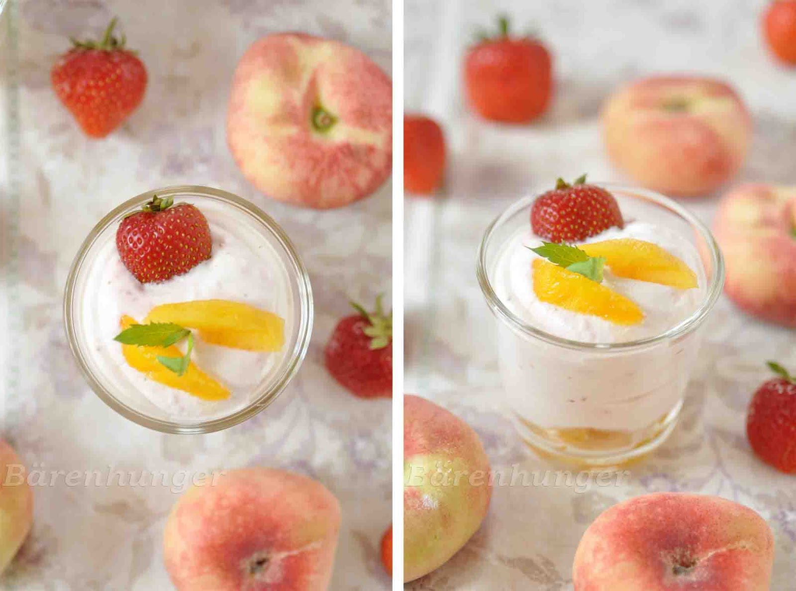 Pfirsich Erdbeer Dessert Creme | Bärenhunger