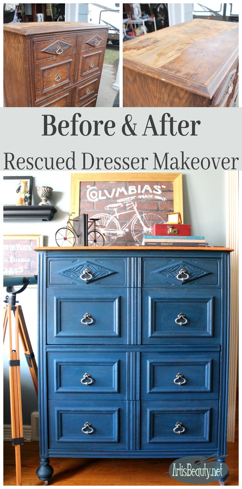 ART IS BEAUTY Before and After Rescued Dresser Makeover