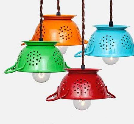 decoración reciclada con lámparas