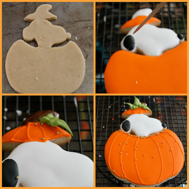 decorated cookies, cookie decorating, Snoopy Trick or Treat Cookies-Galletas de Snoopy para Trick or Treat, snoopy trick or treat , snoopy cookies, snoopy  decorated cookies, snoopy pumpkin cookies